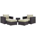 Modway Furniture Convene Outdoor Patio Sectional Set, Espresso Beige, 5Pk EEI-1809-EXP-BEI-SET